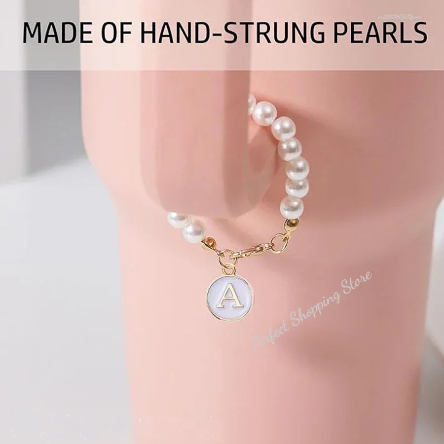 Add a Personal Touch: Letter Charm with Pearl Chain for Tumbler Handles - ONE TO FIVE