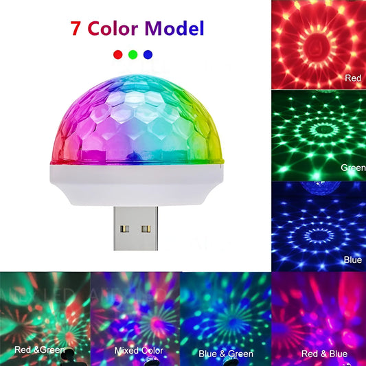 Create the Party Vibe: RGB USB LED Disco Ball with Music Sound Control for Car and Home - ONE TO FIVE