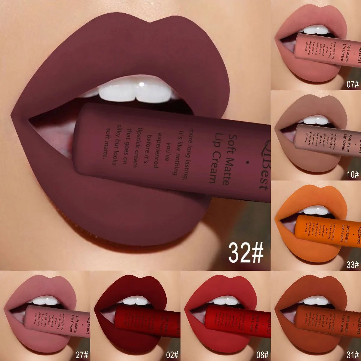 Bold & Beautiful: QIBEST 34-Color Matte Waterproof Lipstick Collection - ONE TO FIVE