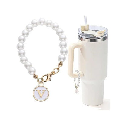 Add a Personal Touch: Letter Charm with Pearl Chain for Tumbler Handles - ONE TO FIVE