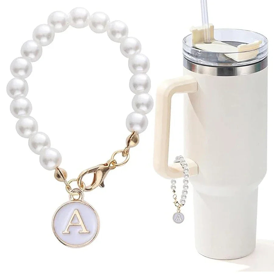 Add a Personal Touch: Letter Charm with Pearl Chain for Tumbler Handles - ONE TO FIVE