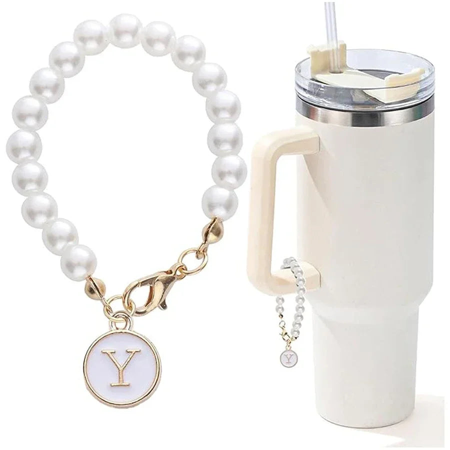 Add a Personal Touch: Letter Charm with Pearl Chain for Tumbler Handles - ONE TO FIVE