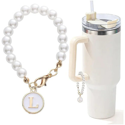 Add a Personal Touch: Letter Charm with Pearl Chain for Tumbler Handles - ONE TO FIVE