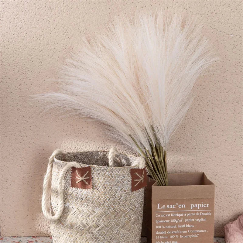 Add Elegance: 5PCS Fluffy Pampas Grass for Boho Wedding and Home Decor - ONE TO FIVE